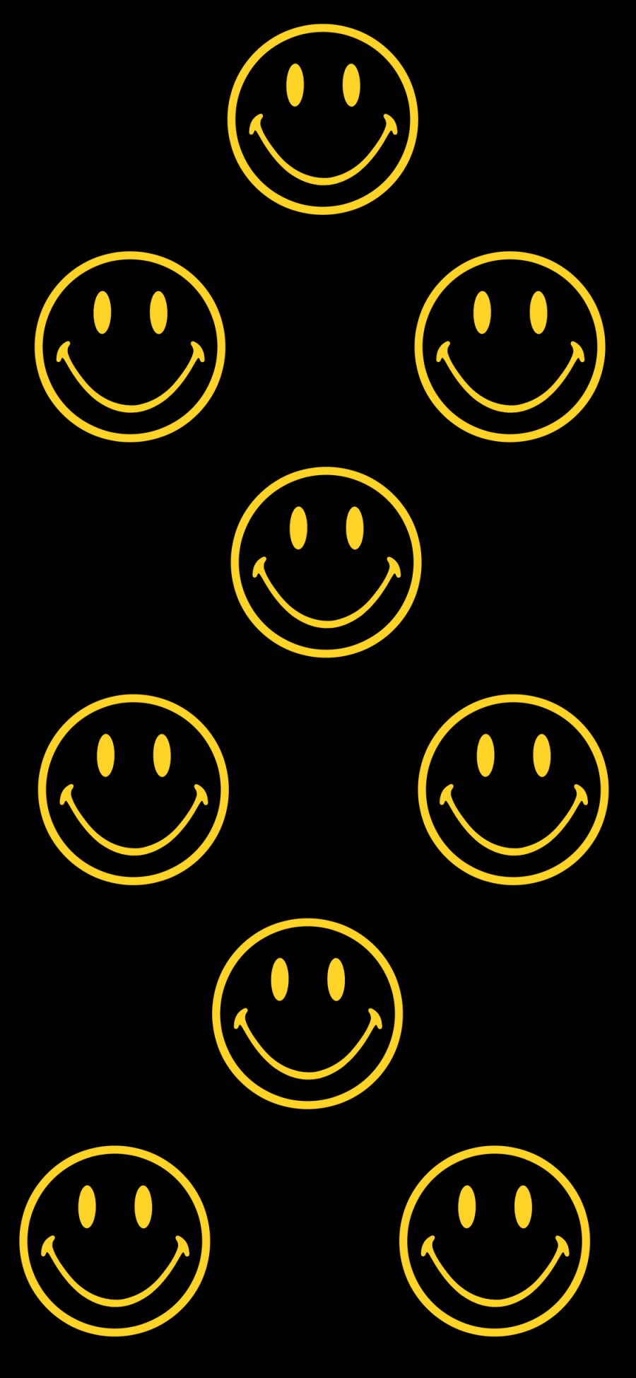 [2436×1125]笑脸 CHINATOWN MARKET 黑色 表情 品牌 平铺 苹果手机动漫壁纸图片