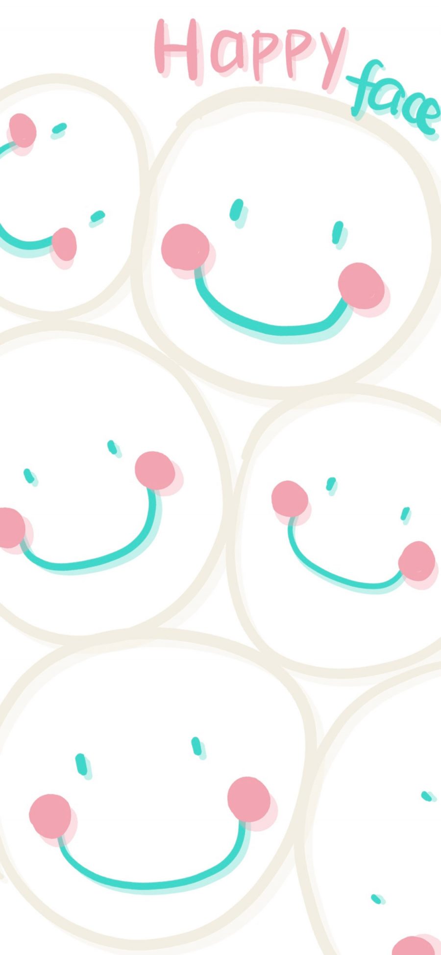 [2436×1125]笑脸 happy face 平铺 苹果手机动漫壁纸图片