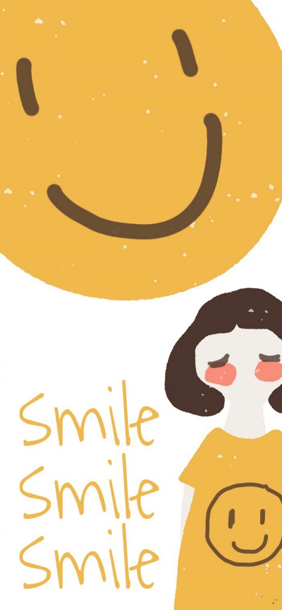 [2436×1125]笑脸 smile 黄 女孩 苹果手机动漫壁纸图片