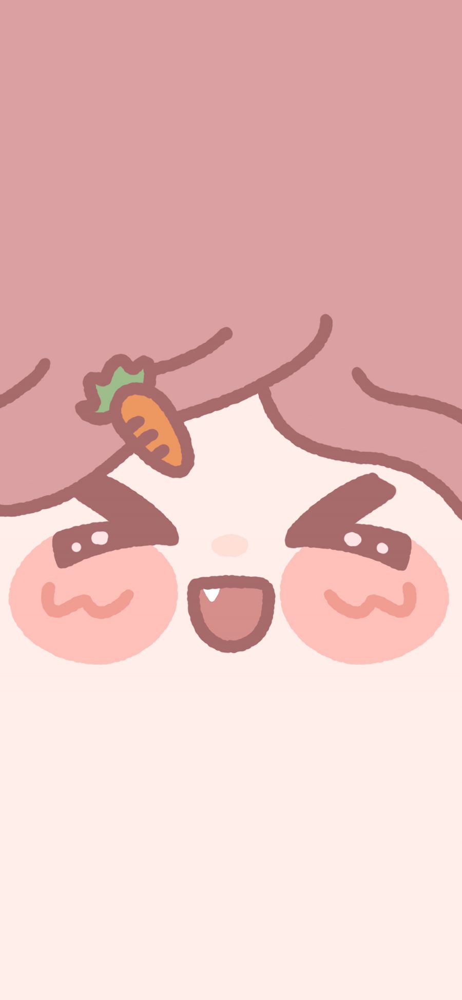 [2436×1125]笑脸 大脸 发卡 胡萝卜 粉色 苹果手机动漫壁纸图片