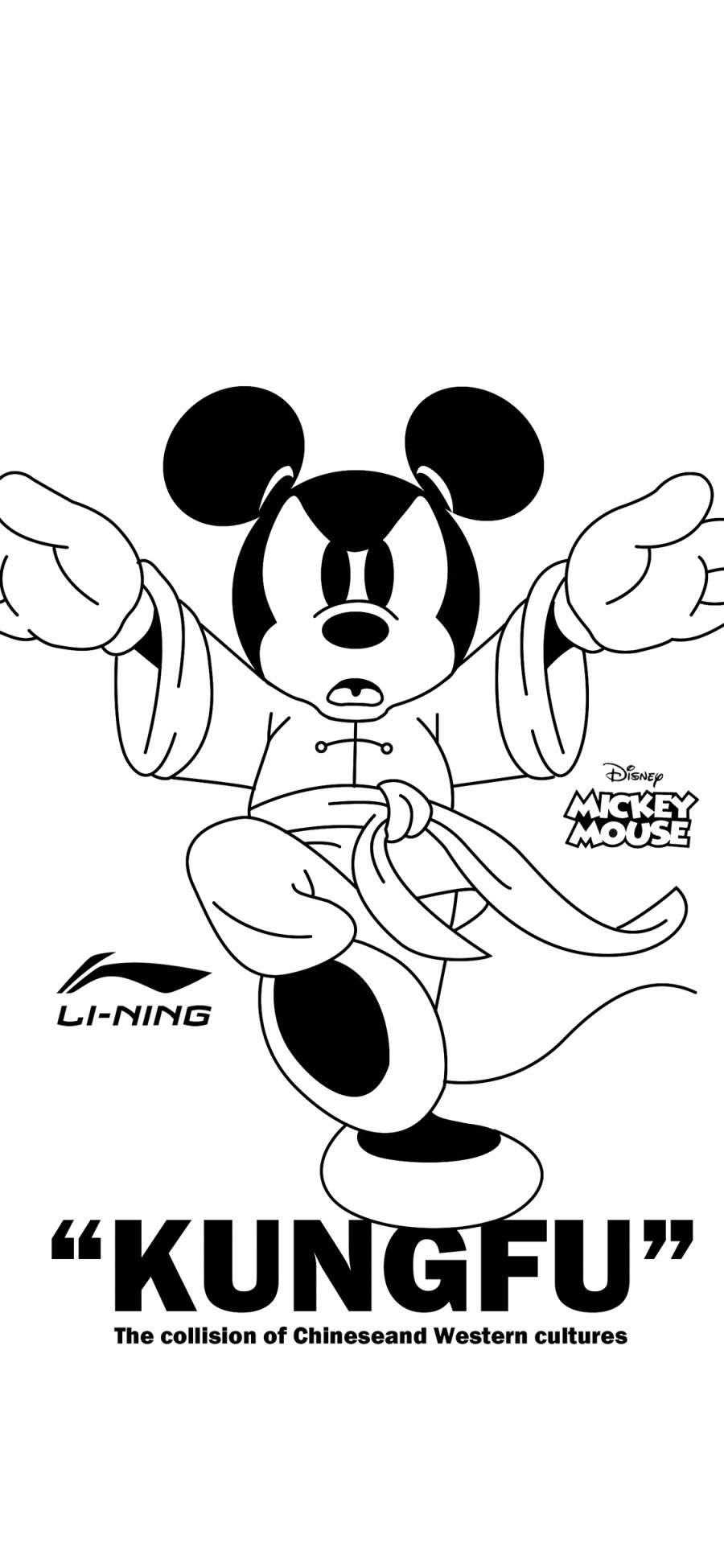 [2436×1125]米老鼠 功夫 李宁 迪士尼 苹果手机动漫壁纸图片