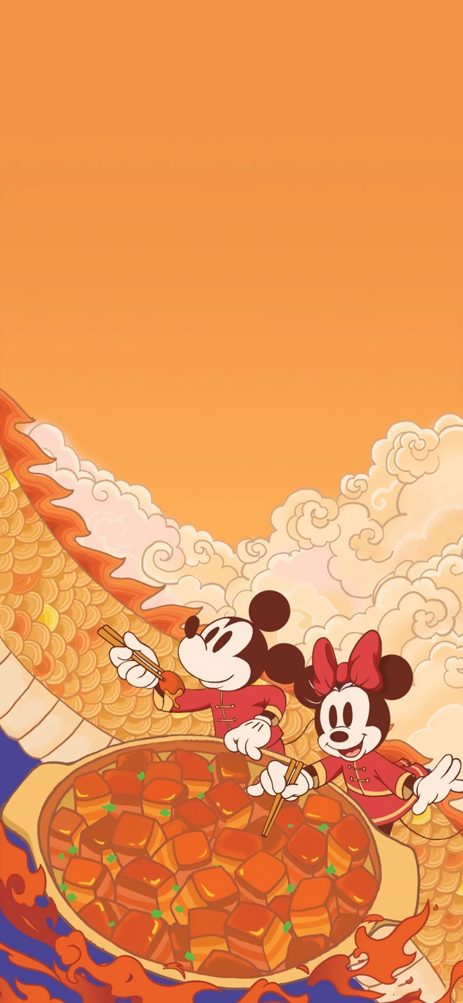 [2436×1125]米老鼠 迪士尼 米妮 米奇 龙 苹果手机动漫壁纸图片