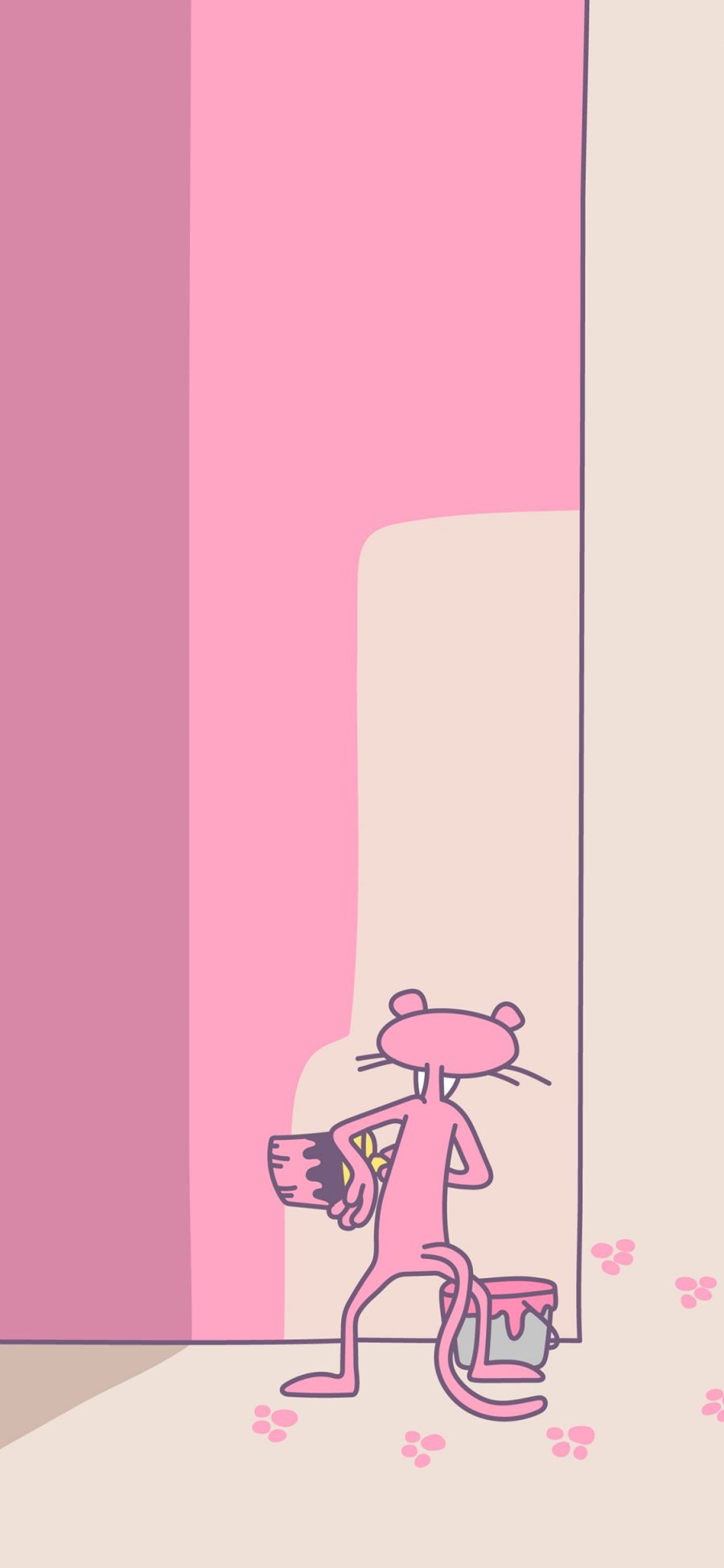 [2436×1125]粉红豹 背影 漫画 刷墙 苹果手机动漫壁纸图片
