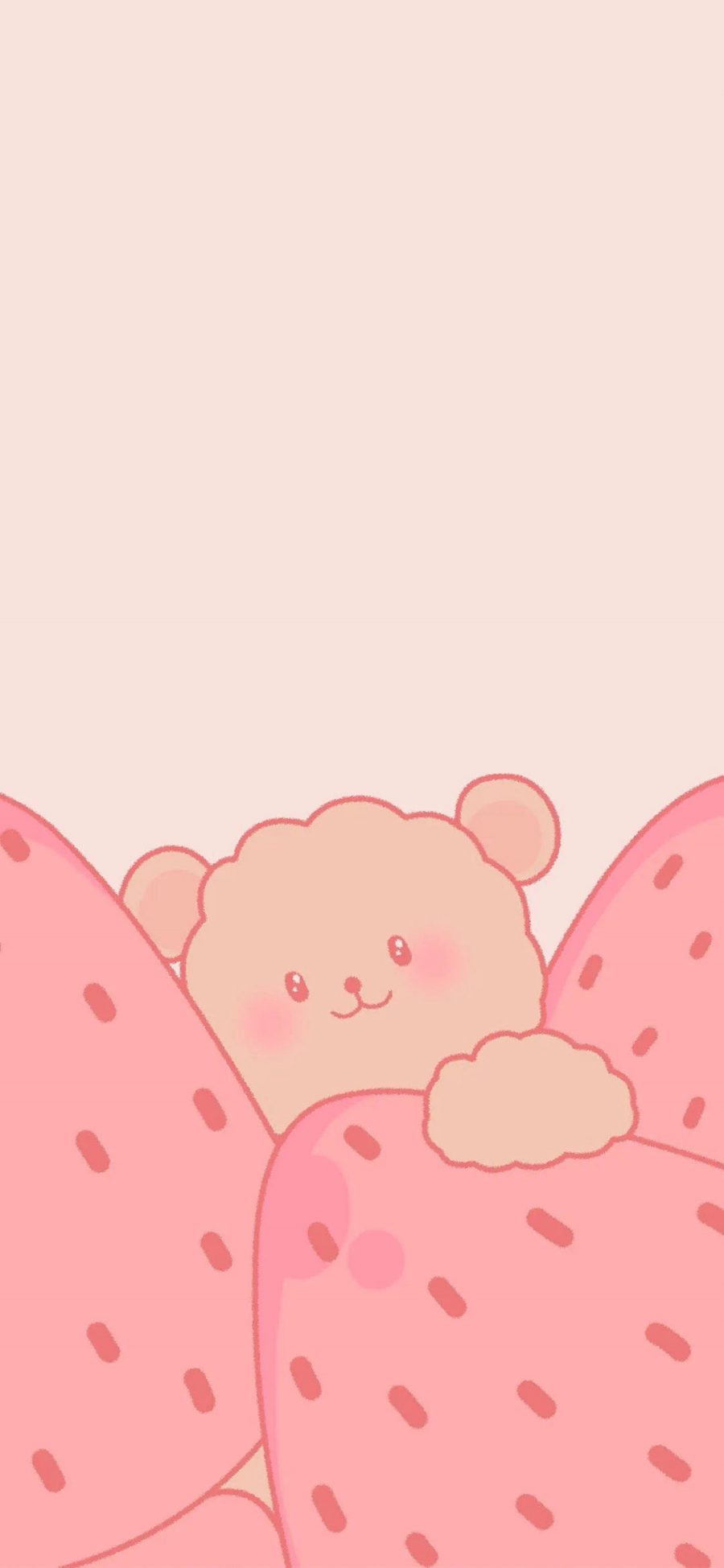 [2436×1125]粉色系 草莓 小熊 可爱 苹果手机动漫壁纸图片