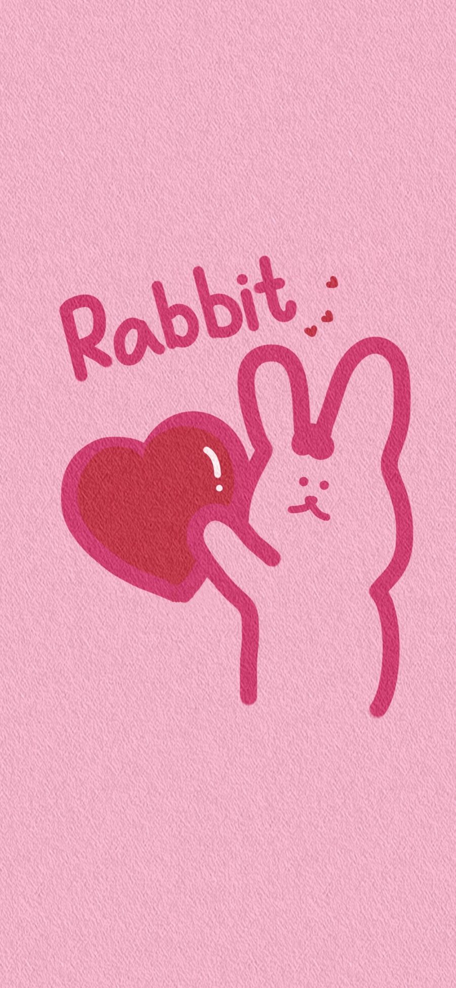 [2436×1125]粉色背景 卡通 兔子 爱心 rabbit 苹果手机动漫壁纸图片