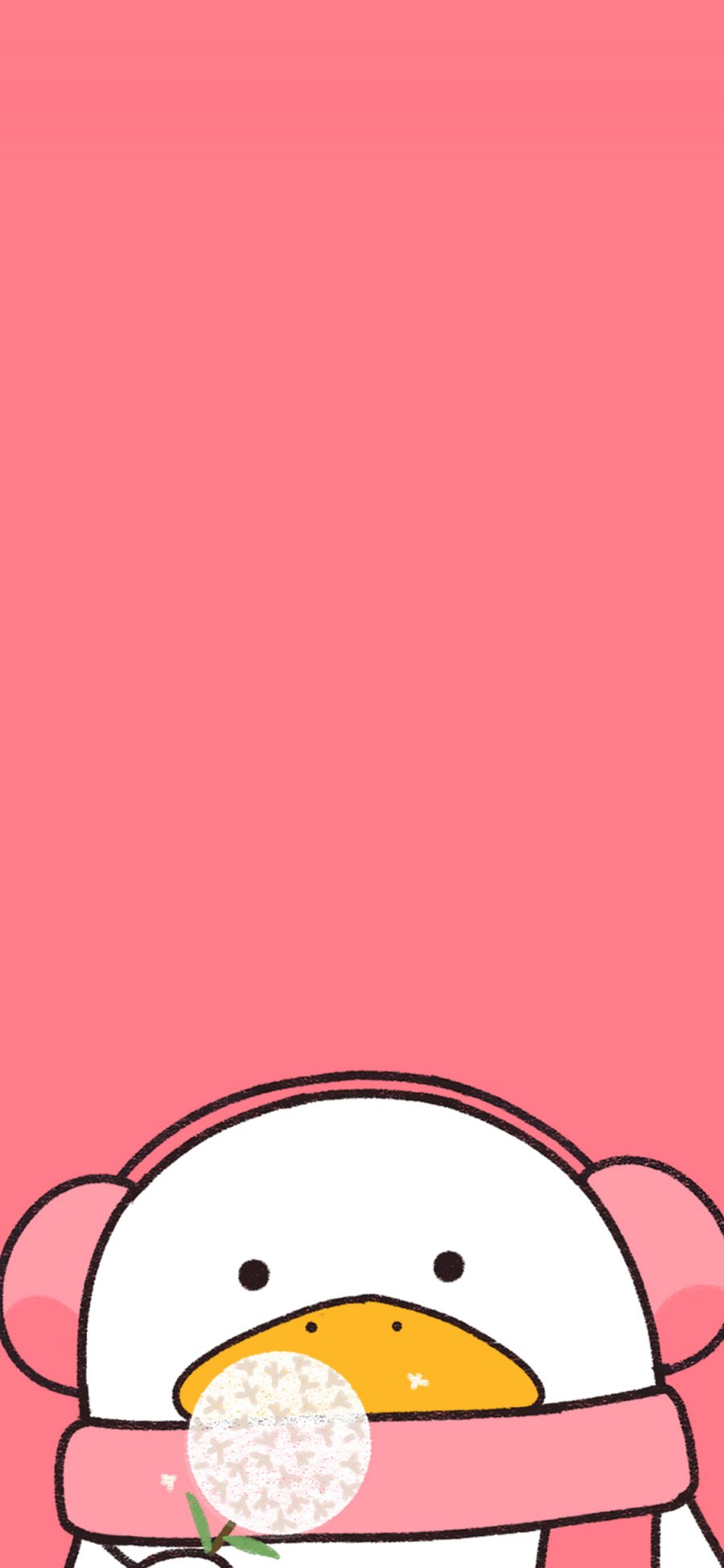 [2436×1125]粉色背景 卡通 小鸭子 可爱 苹果手机动漫壁纸图片