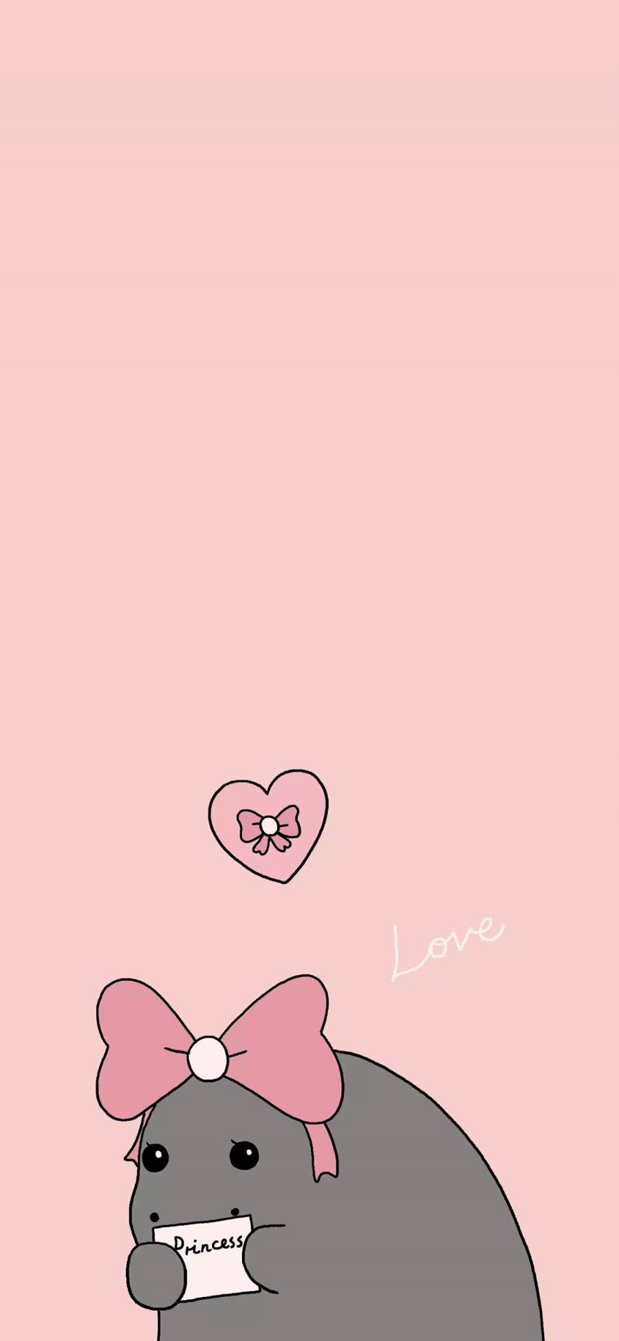 [2436×1125]粉色背景 卡通 河马 蝴蝶结 苹果手机动漫壁纸图片