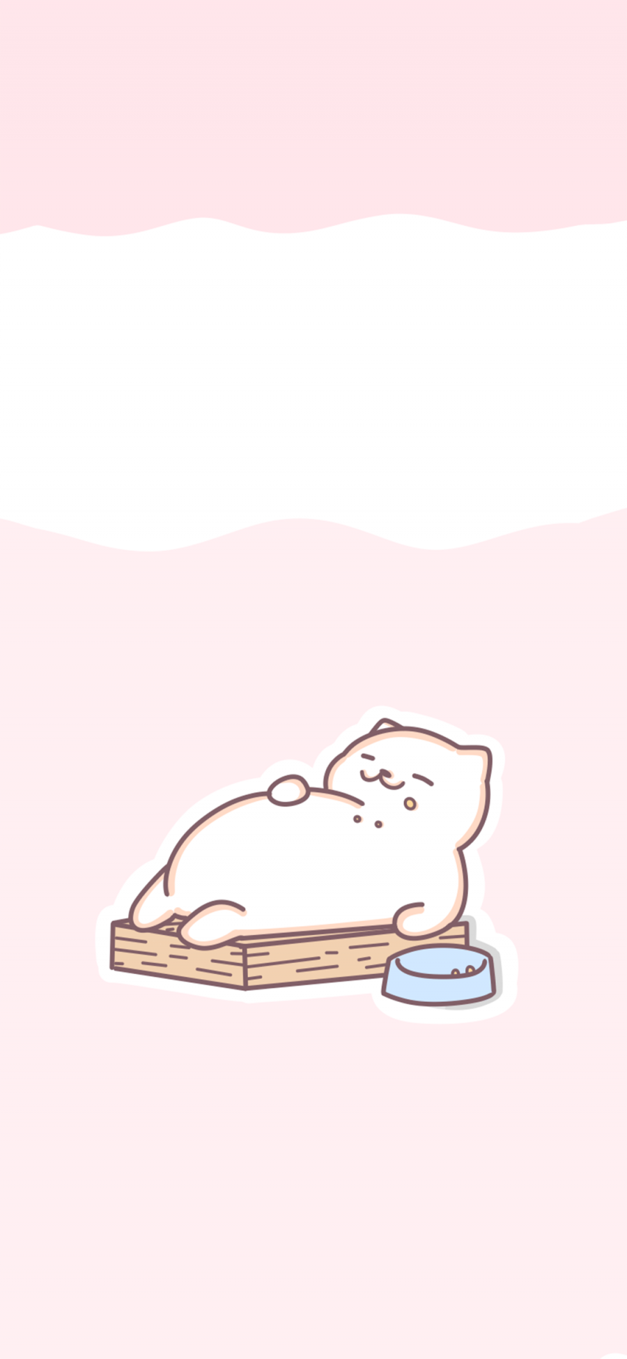 [2436×1125]粉色背景 卡通 猫咪 肥宅 苹果手机动漫壁纸图片