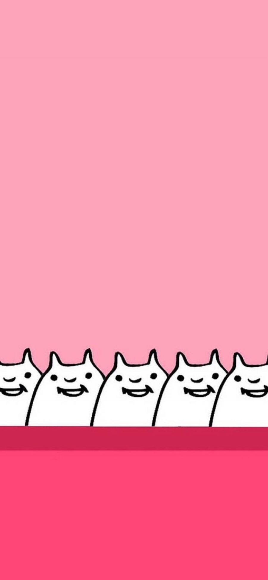 [2436×1125]粉色背景 卡通 简笔 兔子 苹果手机动漫壁纸图片