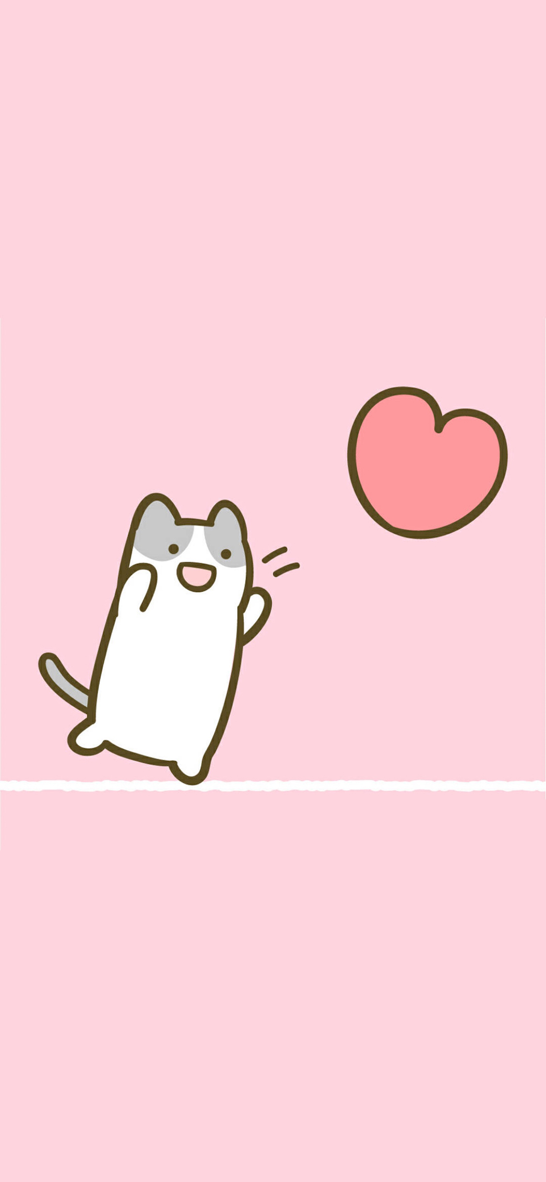 [2436×1125]粉色背景 卡通 萌物 爱心 苹果手机动漫壁纸图片