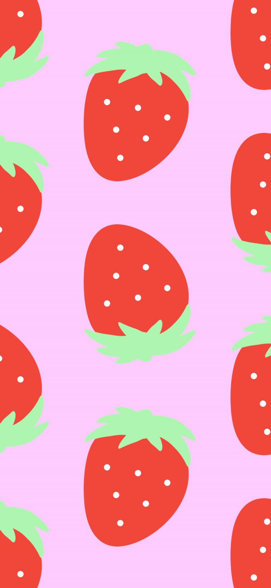 [2436×1125]粉色背景 卡通草莓 苹果手机动漫壁纸图片