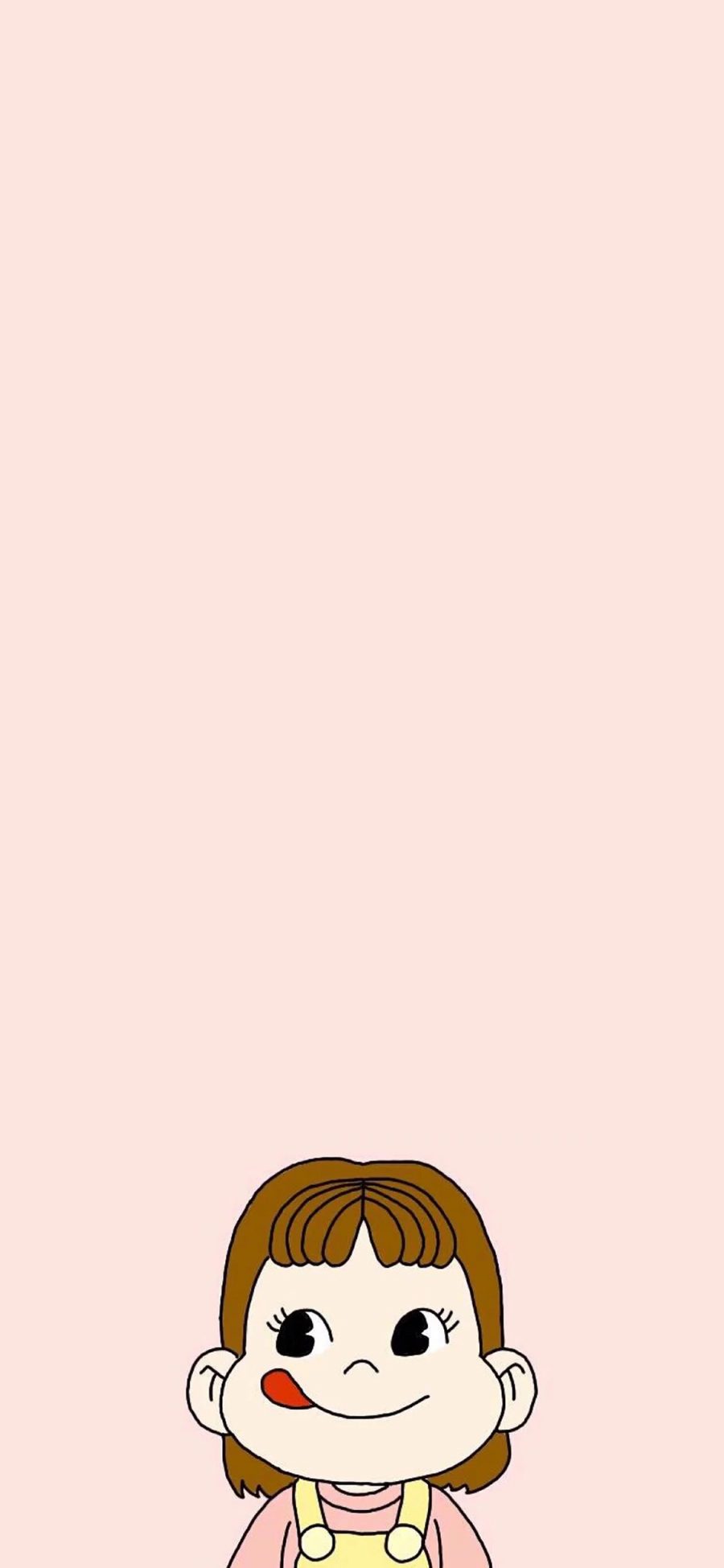 [2436×1125]糖不二家 甜妞 小女孩 卡通 可爱 嘴馋 粉色 苹果手机动漫壁纸图片