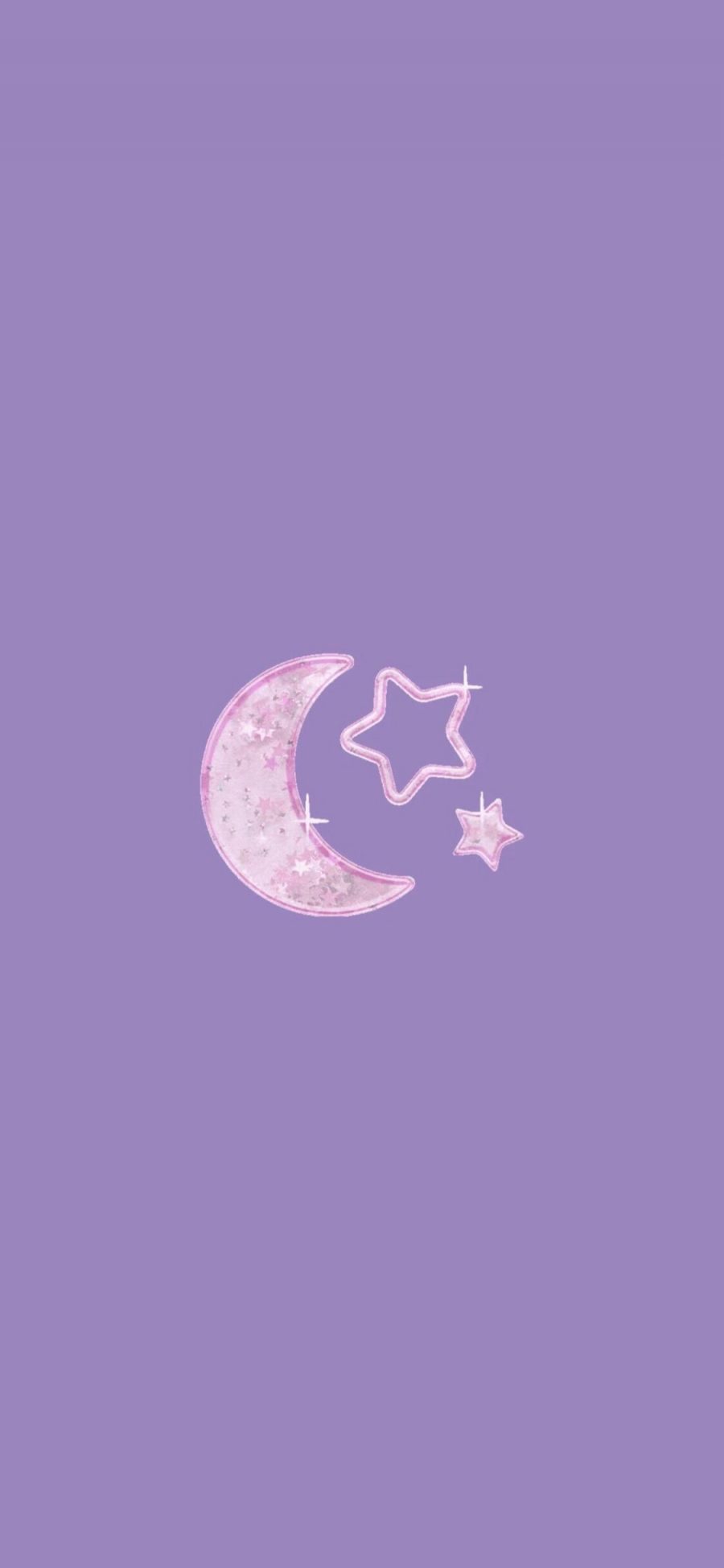 [2436×1125]紫色背景 星星 月亮 苹果手机动漫壁纸图片