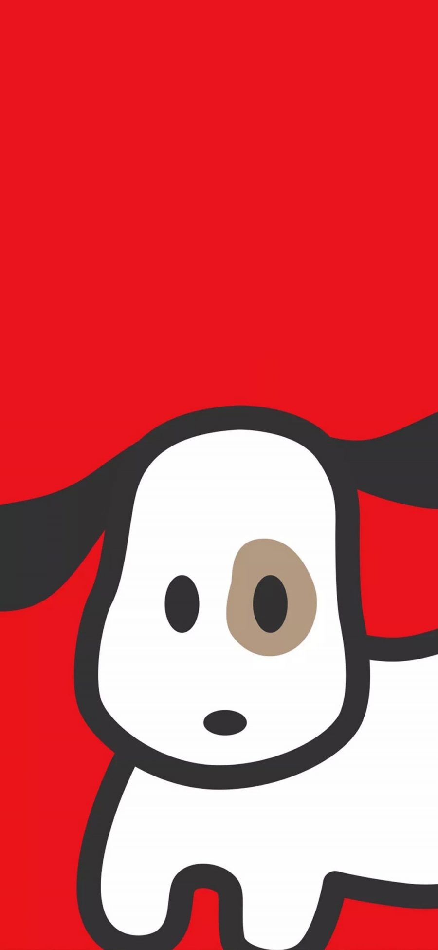 [2436×1125]红色背景 卡通 小狗 可爱 苹果手机动漫壁纸图片