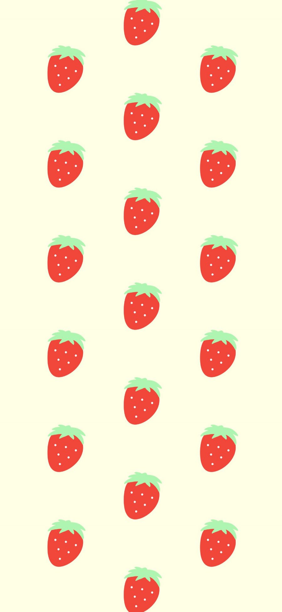 [2436×1125]纯色背景 卡通 草莓 平铺 苹果手机动漫壁纸图片