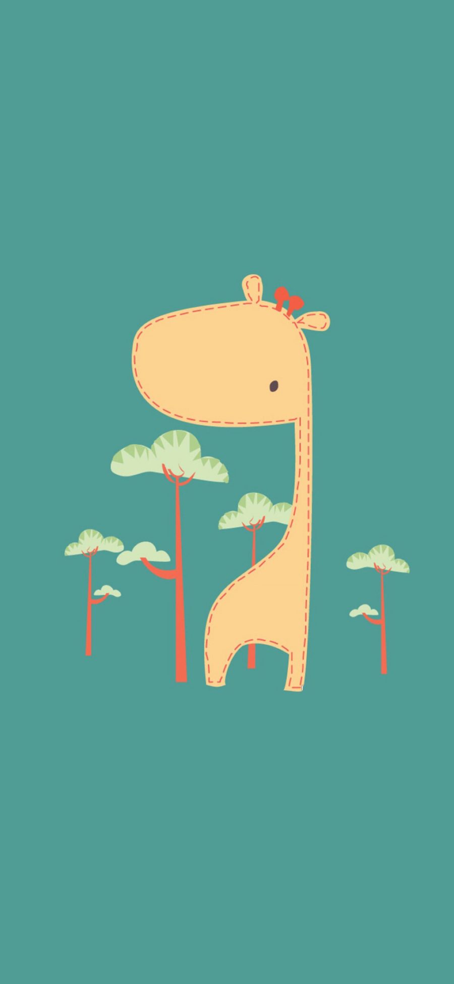 [2436×1125]纯色背景 卡通 长颈鹿 趣味 苹果手机动漫壁纸图片