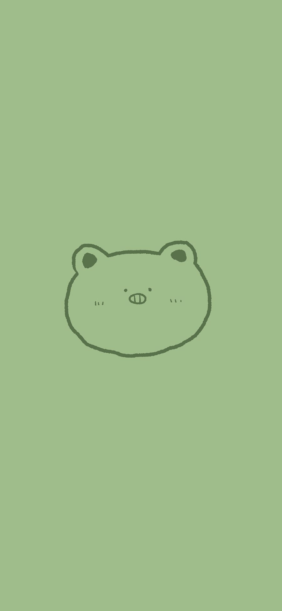 [2436×1125]绿色 背景 卡通 小熊 简笔 苹果手机动漫壁纸图片