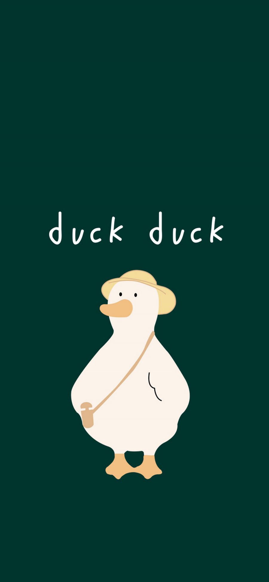 [2436×1125]绿色背景 鸭子 卡通 duck duck 苹果手机动漫壁纸图片