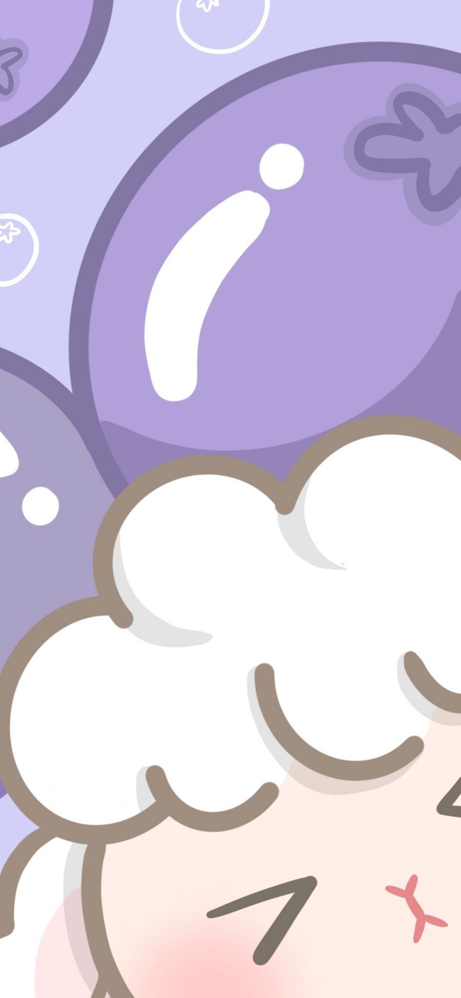 [2436×1125]羊 紫色 蓝莓 可爱 苹果手机动漫壁纸图片