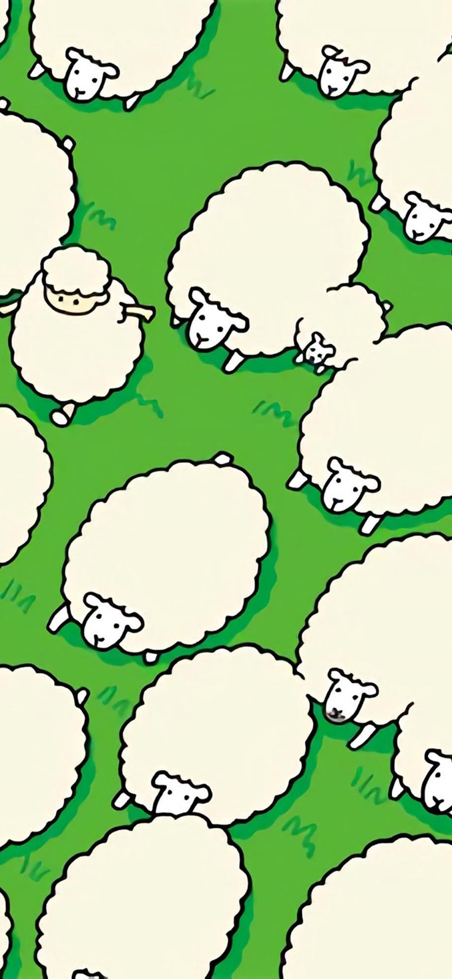 [2436×1125]羊群 卡通 绵羊 放牧 苹果手机动漫壁纸图片