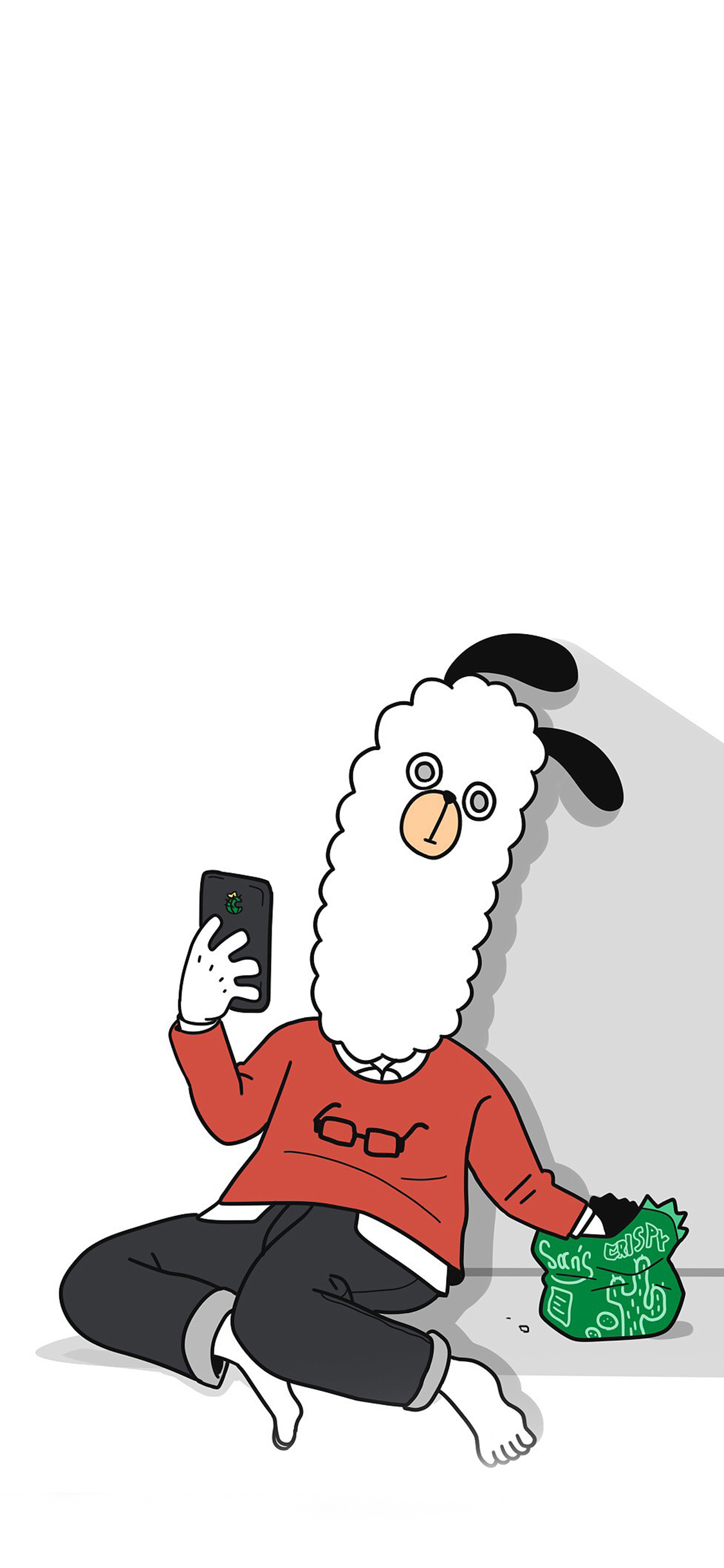 [2436×1125]羊驼 创意 卡通 蒙圈 苹果手机动漫壁纸图片