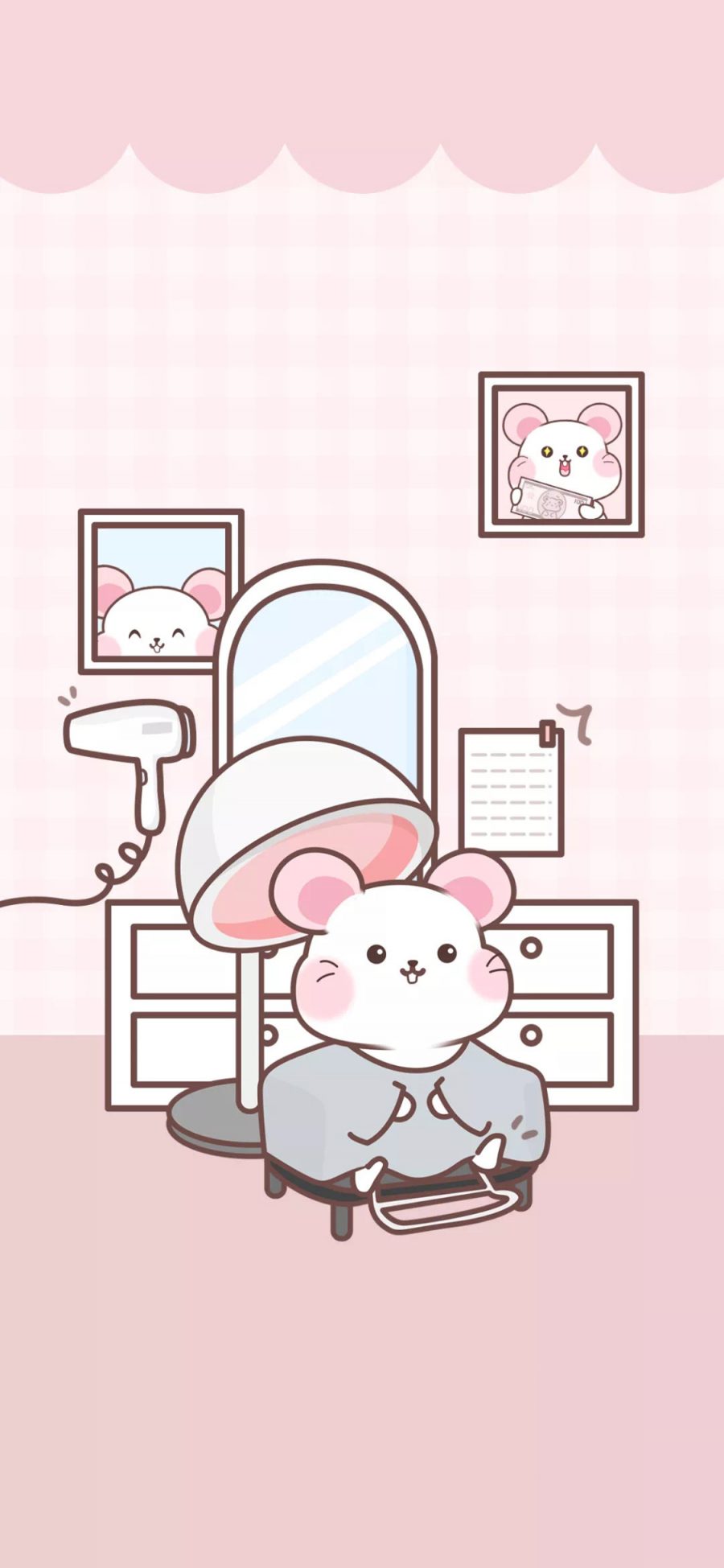 [2436×1125]美发 老鼠 发廊 粉色 苹果手机动漫壁纸图片