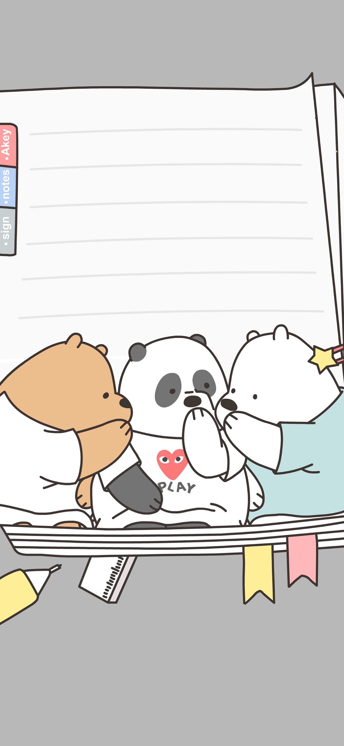 [2436×1125]美国 动画 咱们裸熊 悄悄话 苹果手机动漫壁纸图片