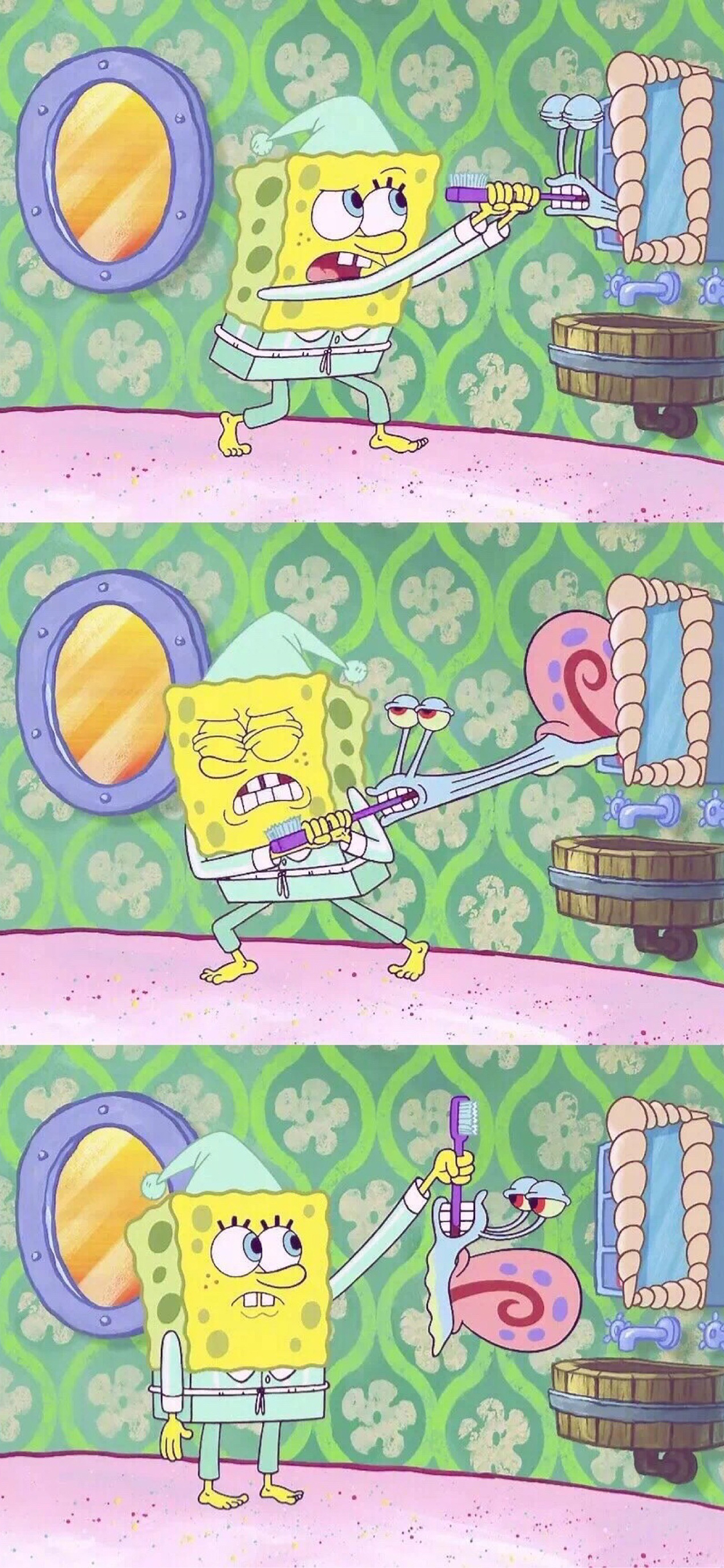 [2436×1125]美国 动画 海绵宝宝 小蜗 苹果手机动漫壁纸图片