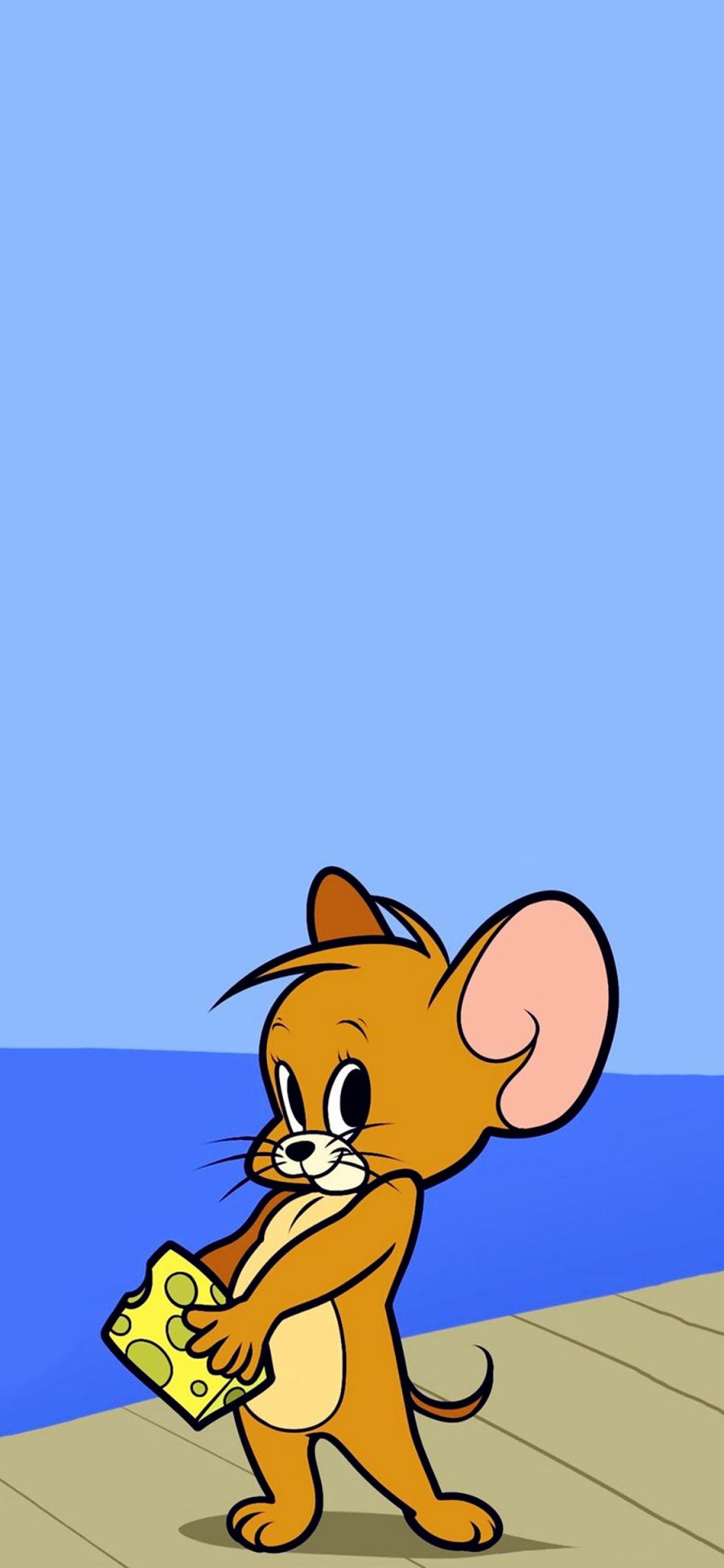 [2436×1125]美国 猫和老鼠 Jerry 奶酪 苹果手机动漫壁纸图片