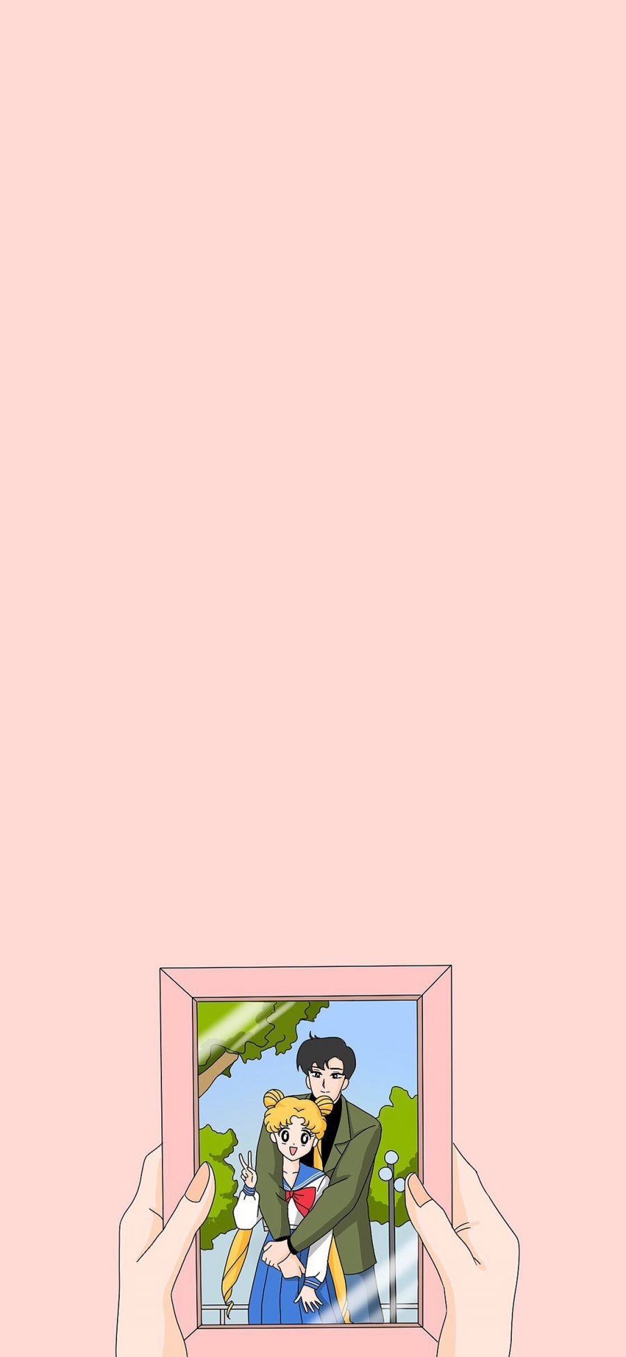 [2436×1125]美少女战士 情侣 动画 粉色 爱情 相片 苹果手机动漫壁纸图片