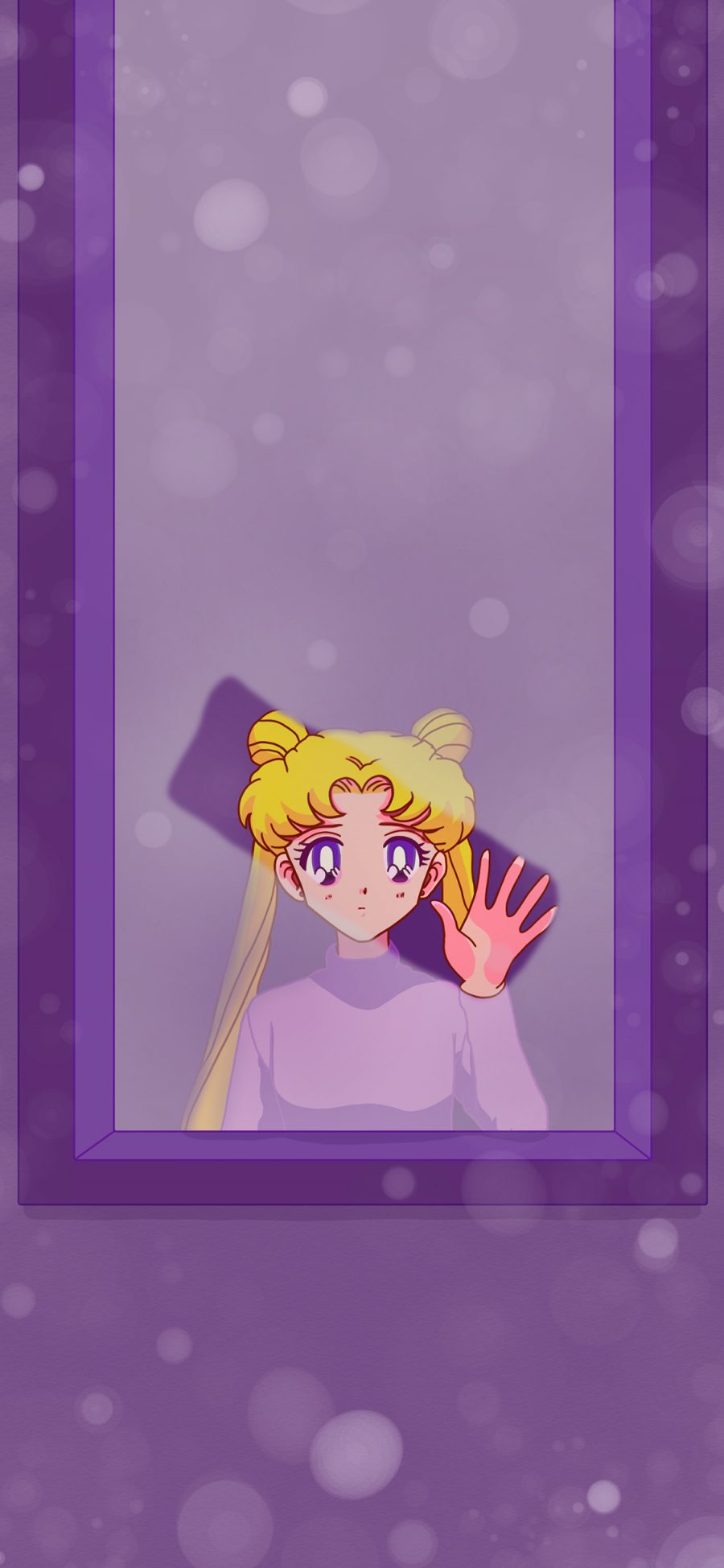 [2436×1125]美少女战士 水冰月 紫色 窗户 动画 苹果手机动漫壁纸图片