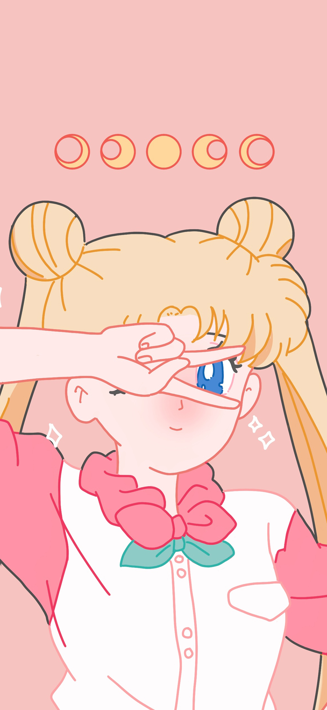 [2436×1125]美少女战士 粉色 月野兔 水冰月 动画 剪刀手 苹果手机动漫壁纸图片