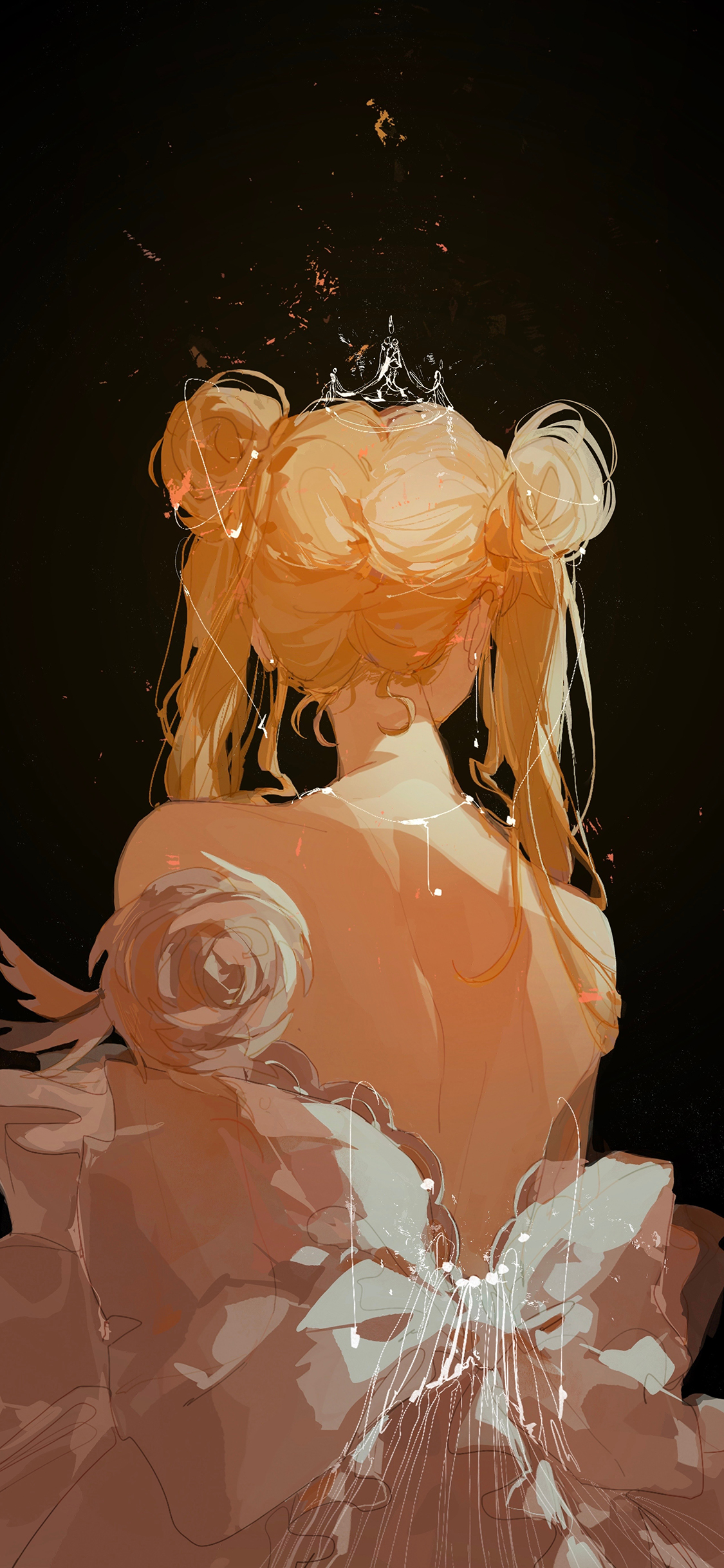 [2436×1125]美少女战士 背影 月野兔 皇冠 动画 苹果手机动漫壁纸图片
