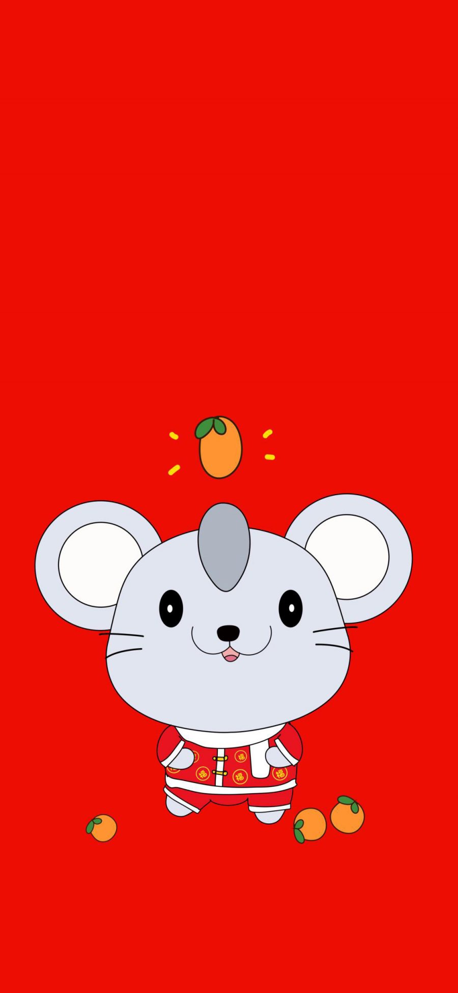 [2436×1125]老鼠 红色 橘子 福 苹果手机动漫壁纸图片