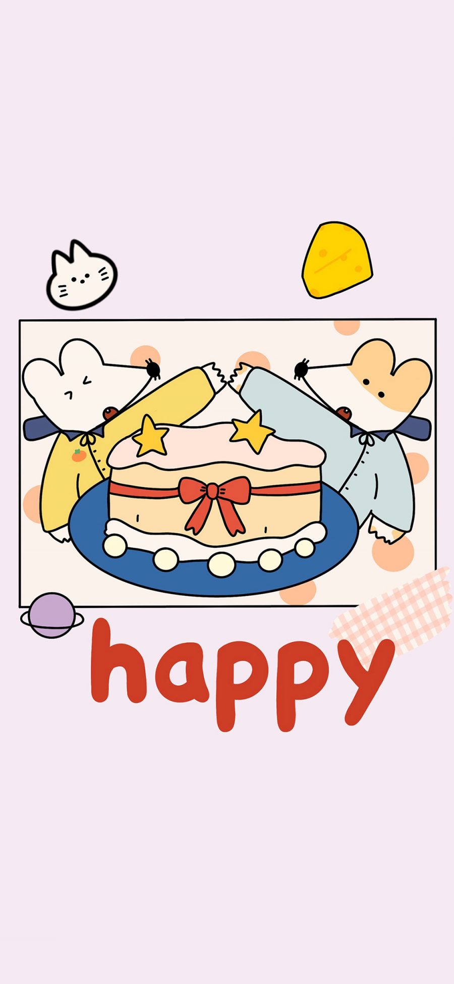 [2436×1125]老鼠 绘画 happy 鼠年 苹果手机动漫壁纸图片