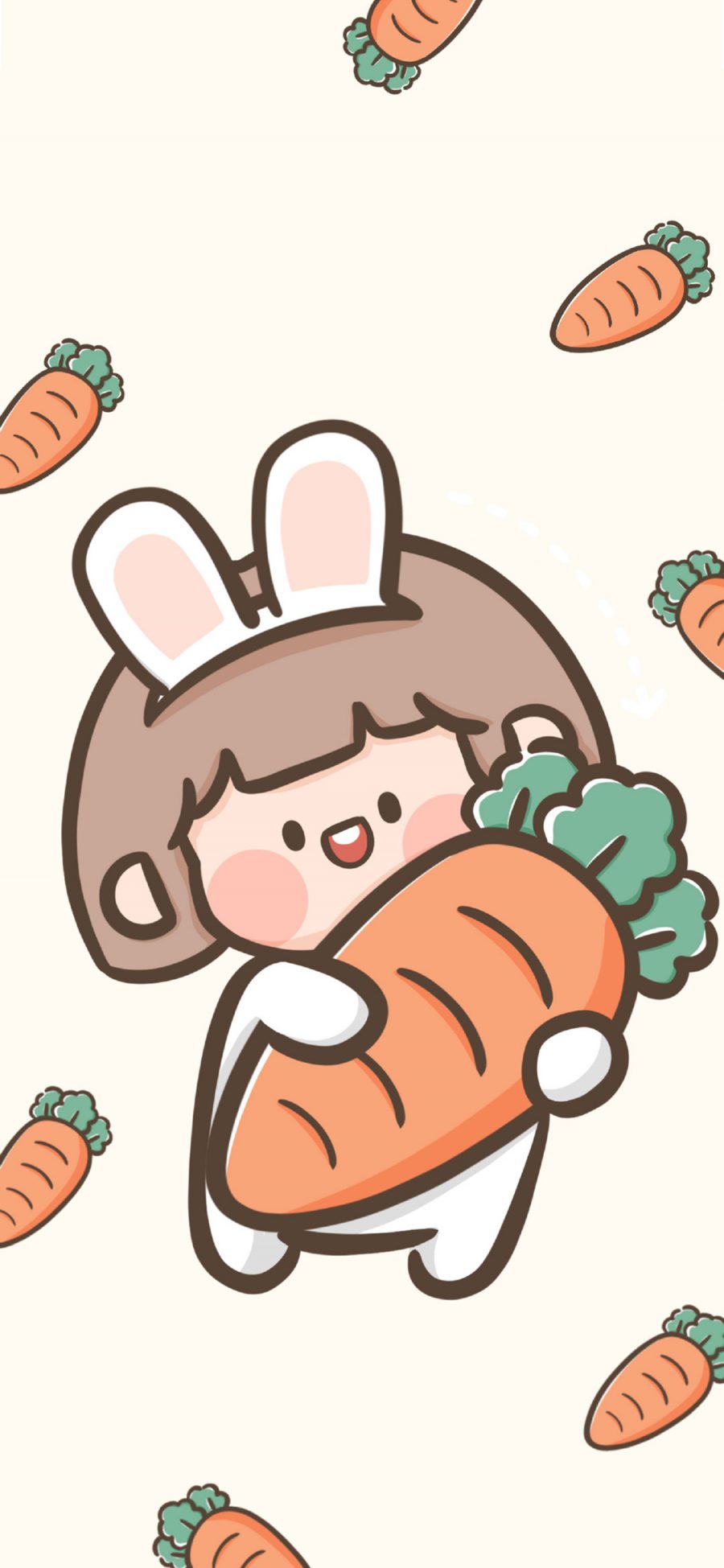 [2436×1125]肉肉酱 胡萝卜 兔子 小女孩 可爱 苹果手机动漫壁纸图片