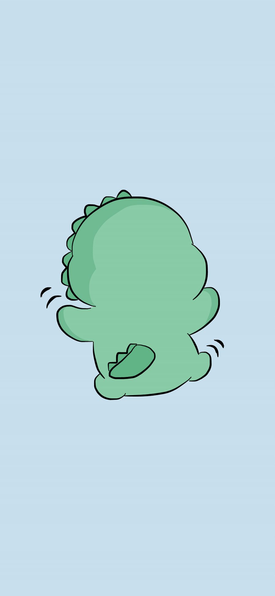[2436×1125]背影 绿 可爱 小恐龙 苹果手机动漫壁纸图片