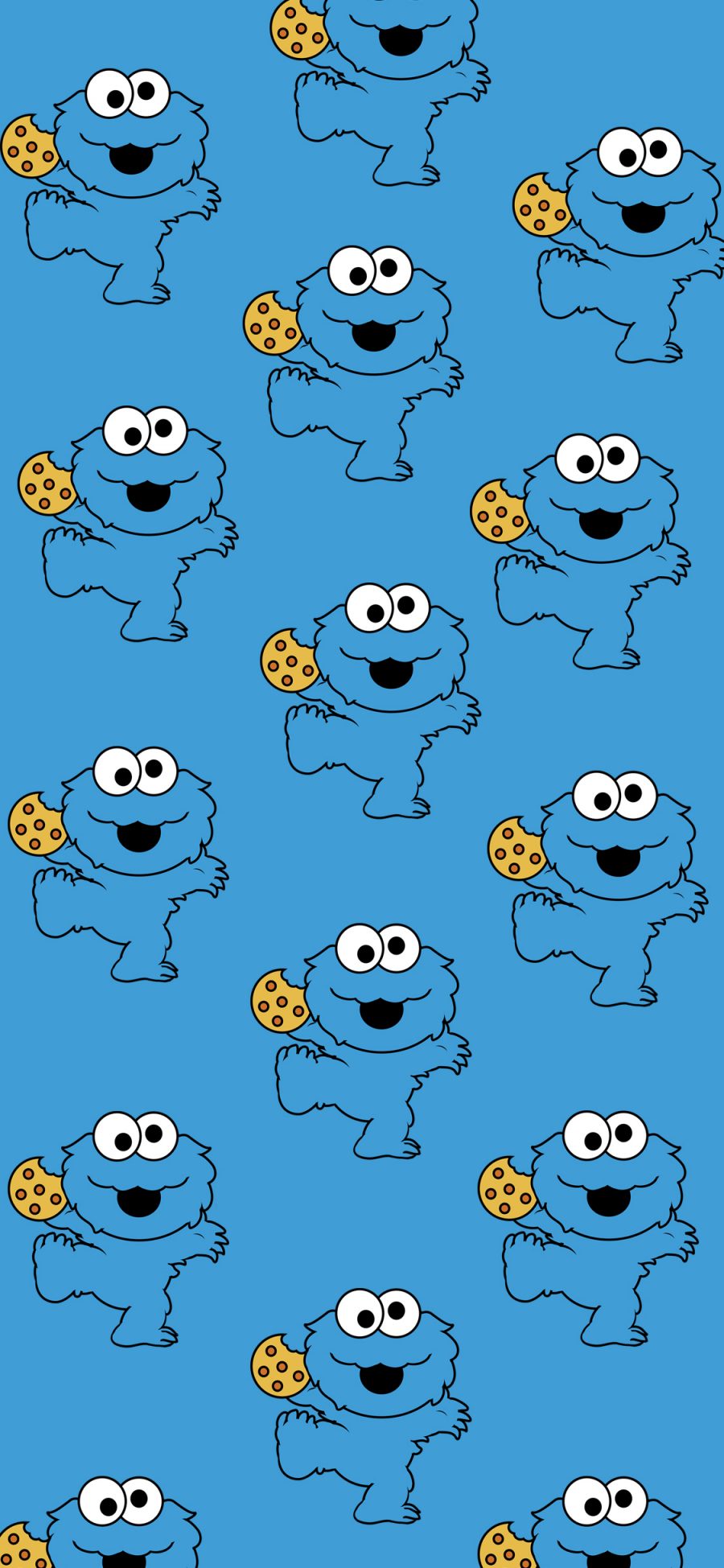 [2436×1125]芝麻街 甜饼怪 动画 美国 蓝色 平铺 苹果手机动漫壁纸图片