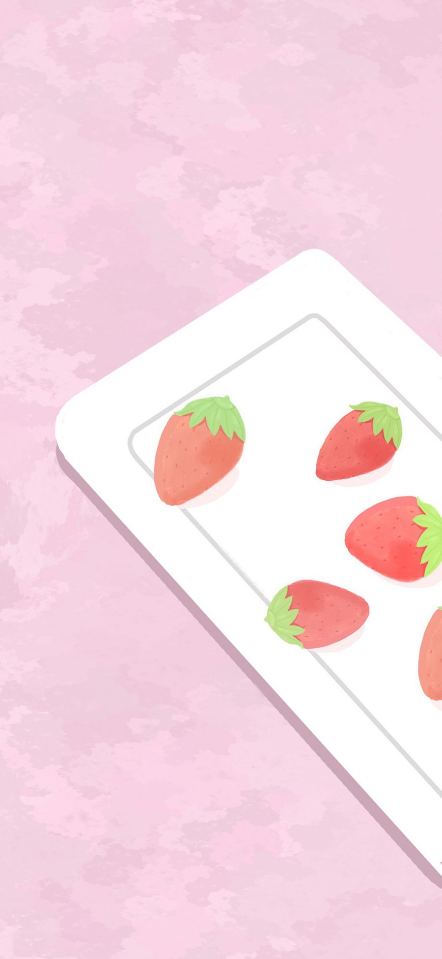 [2436×1125]草莓 简约 粉红 插画 苹果手机动漫壁纸图片