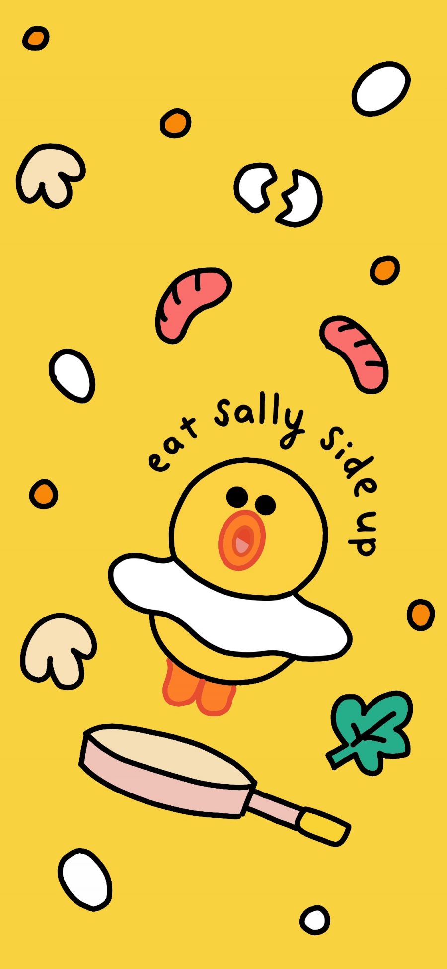 [2436×1125]萨莉鸡 黄色 动画 linefriends 苹果手机动漫壁纸图片