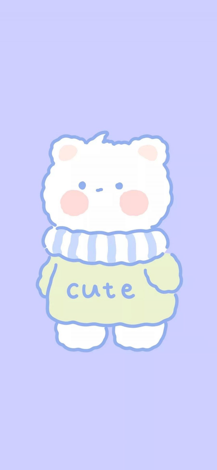 [2436×1125]蓝色背景 卡通 小熊 cute 苹果手机动漫壁纸图片