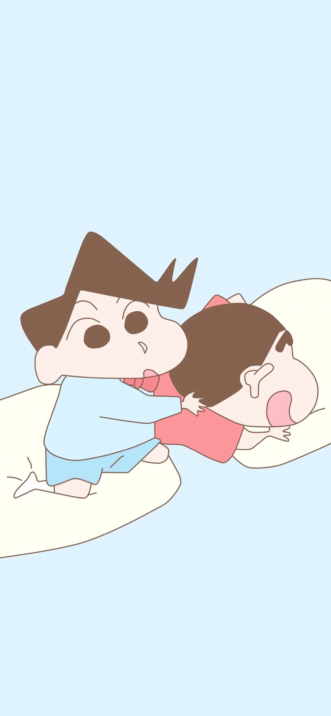 [2436×1125]蜡笔小新 卡通 动画 蓝色 苹果手机动漫壁纸图片