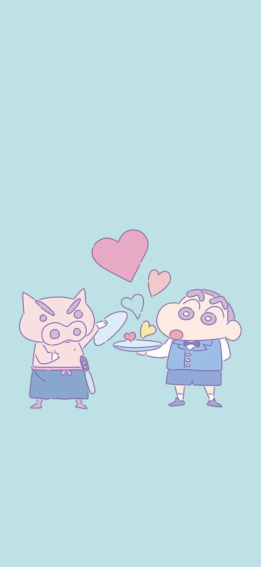 [2436×1125]蜡笔小新 卡通 日本 爱心 猪 苹果手机动漫壁纸图片