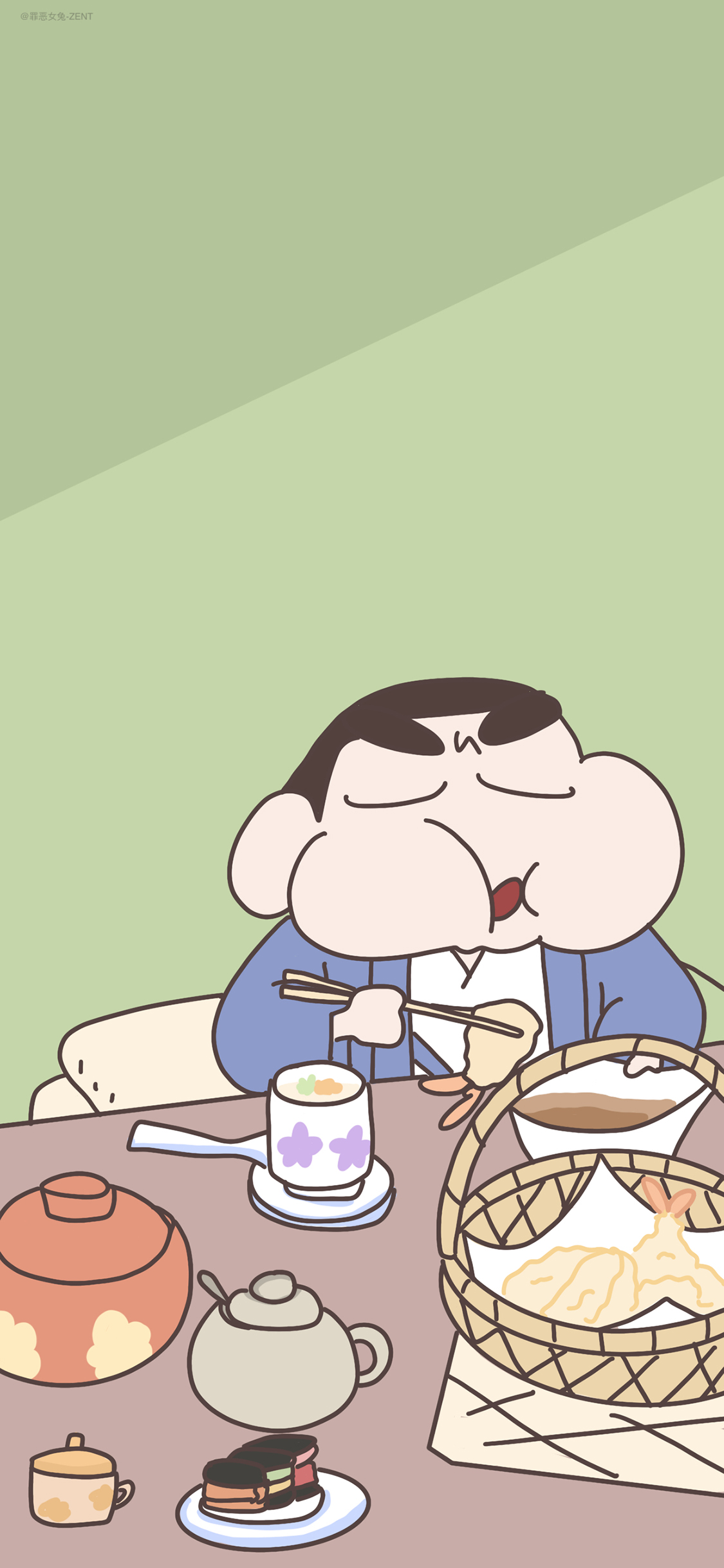 [2436×1125]蜡笔小新 日本 动画 吃货 苹果手机动漫壁纸图片