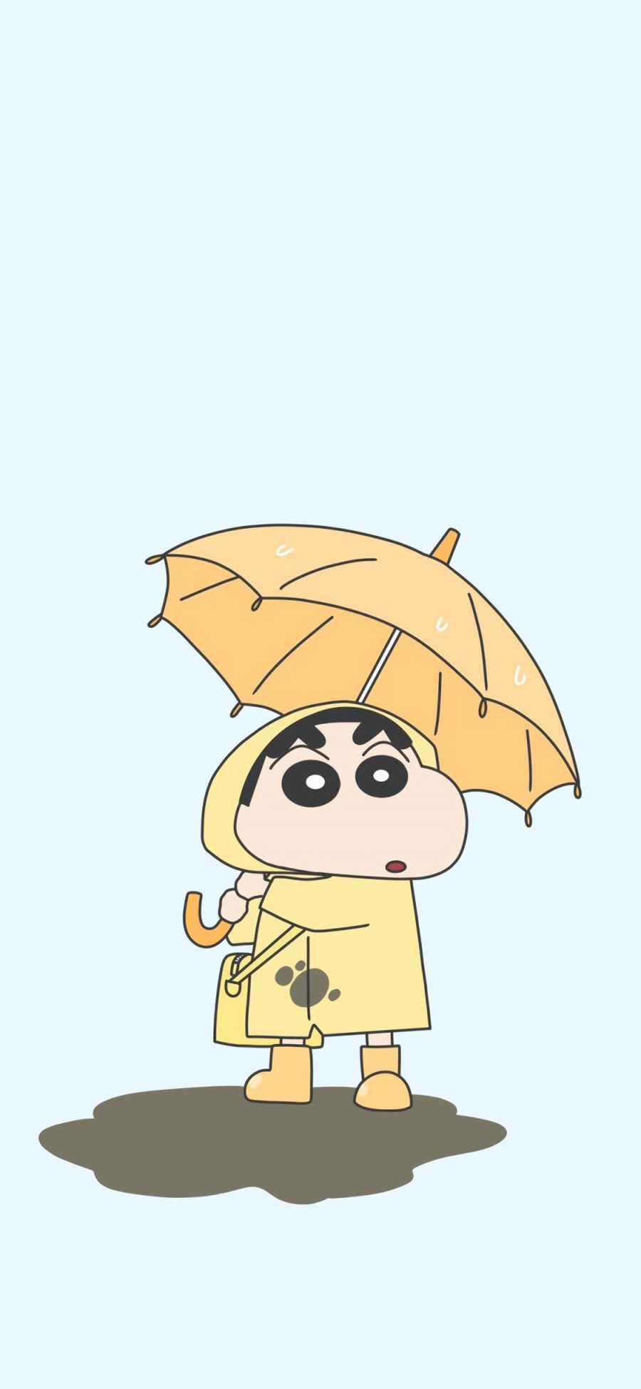 [2436×1125]蜡笔小新 日本 动画 雨伞 雨衣 苹果手机动漫壁纸图片