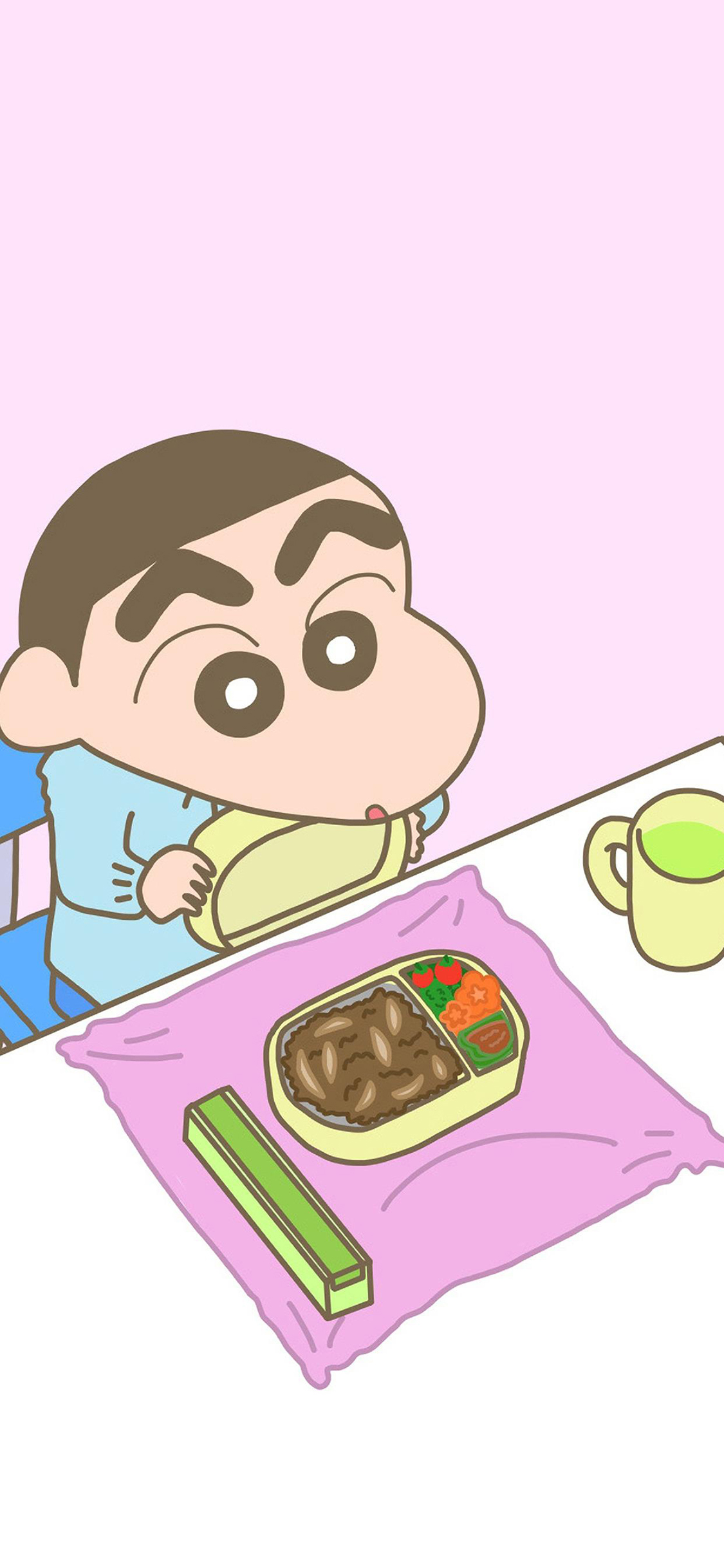 [2436×1125]蜡笔小新 野原新之助 动画 便当 粉色 苹果手机动漫壁纸图片