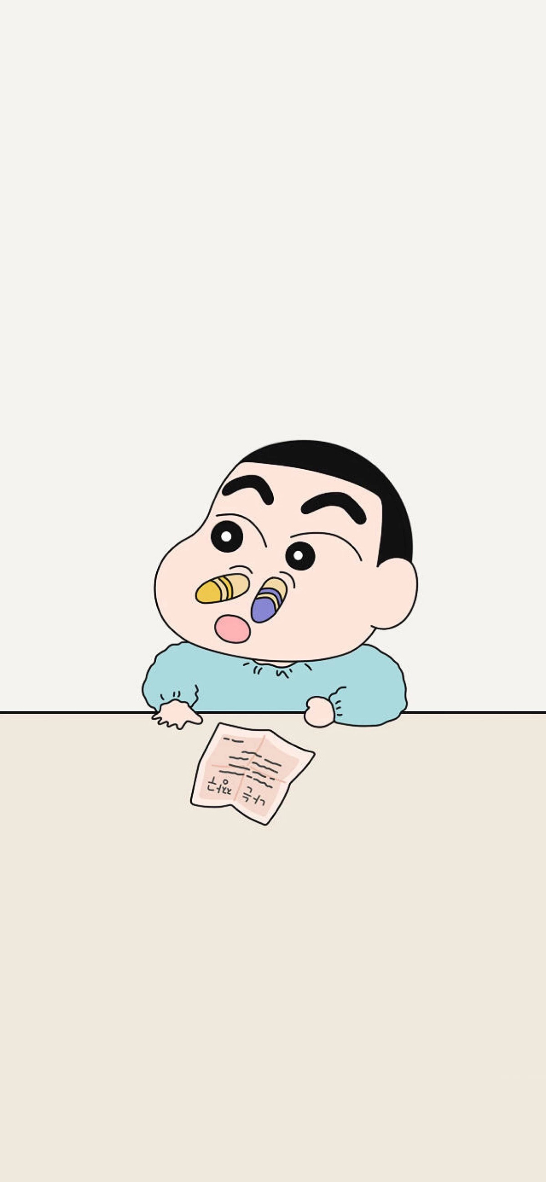 [2436×1125]蜡笔小新 鼻孔 搞怪 日本 漫画 苹果手机动漫壁纸图片