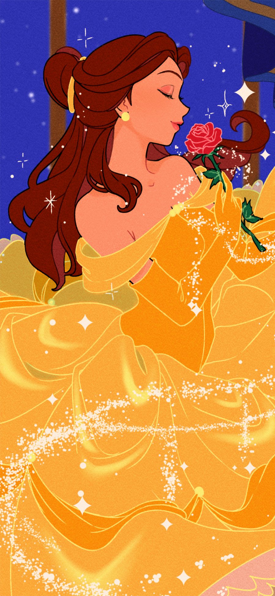 [2436×1125]贝儿公主 迪士尼 动画 玫瑰花 苹果手机动漫壁纸图片
