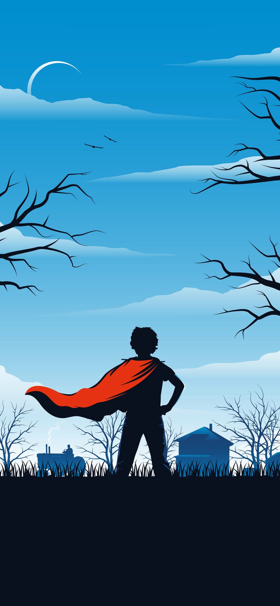 [2436×1125]超人 钢铁之躯 漫威 背影 超级英雄 欧美 苹果手机动漫壁纸图片