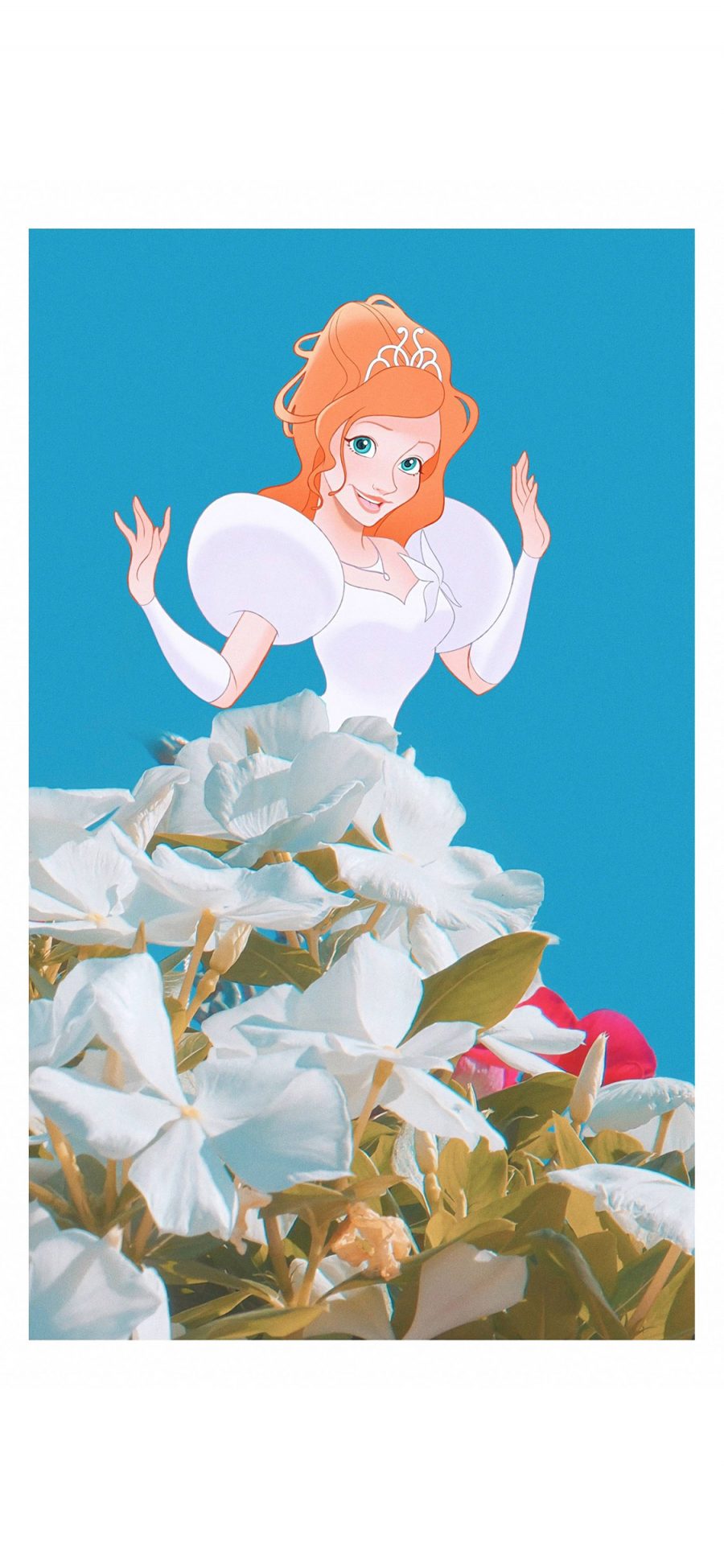 [2436×1125]迪士尼 公主 鲜花 裙子 创意 苹果手机动漫壁纸图片